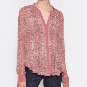 Joie Tassa Snakeskin Print Silk Blouse XL Oversized Business Casual 100% Silk